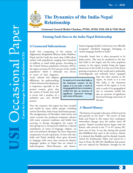 The Dynamics of the India-Nepal Relationship (Vol No 1  2020)